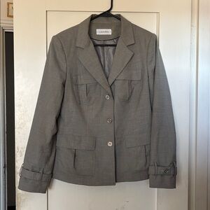 Calvin Klein women’s 12 gray blazer with silver buttons
